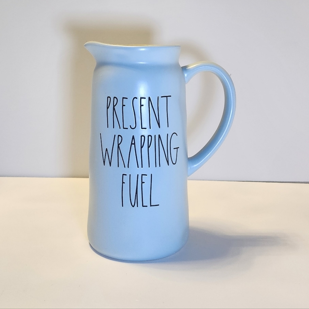 Rae Dunn "Present Wrapping Fuel" Ceramic Pitcher 8.5x4" Holiday